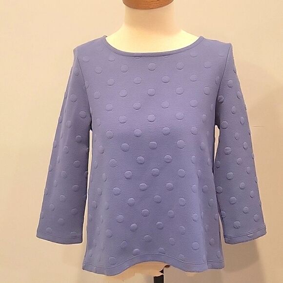 Anthropologie W5 Embossed Dots 3/4 Sleeves, Dasty Blue - Picture 1 of 4